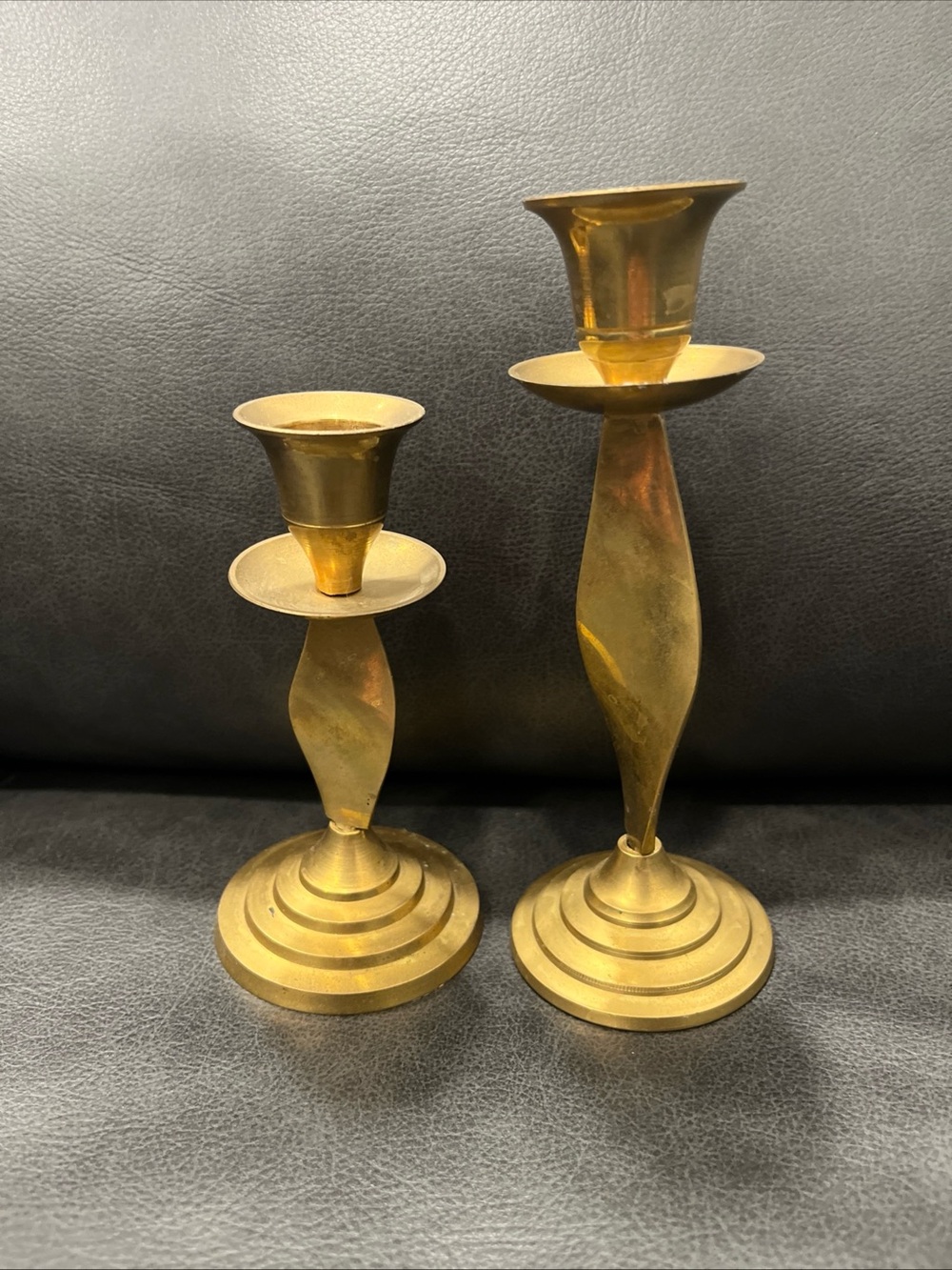 Brass Twist Candlestick Holders - Set of 2